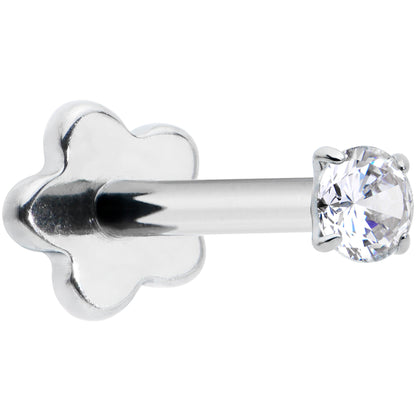 18G 5/16 Clear CZ G23 Titanium Threadless Flower Labret Tragus