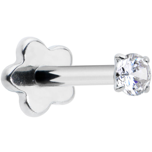 18G 5/16 Clear CZ G23 Titanium Threadless Flower Labret Tragus