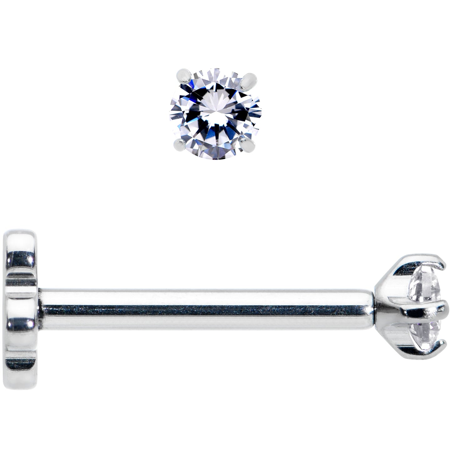 18G 5/16 Clear CZ G23 Titanium Threadless Flower Labret Tragus