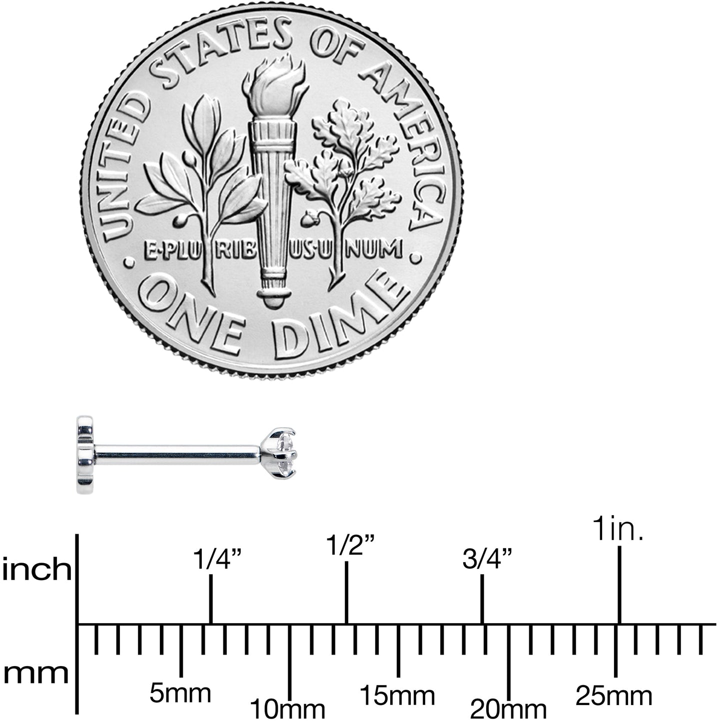 18G 5/16 Clear CZ G23 Titanium Threadless Flower Labret Tragus