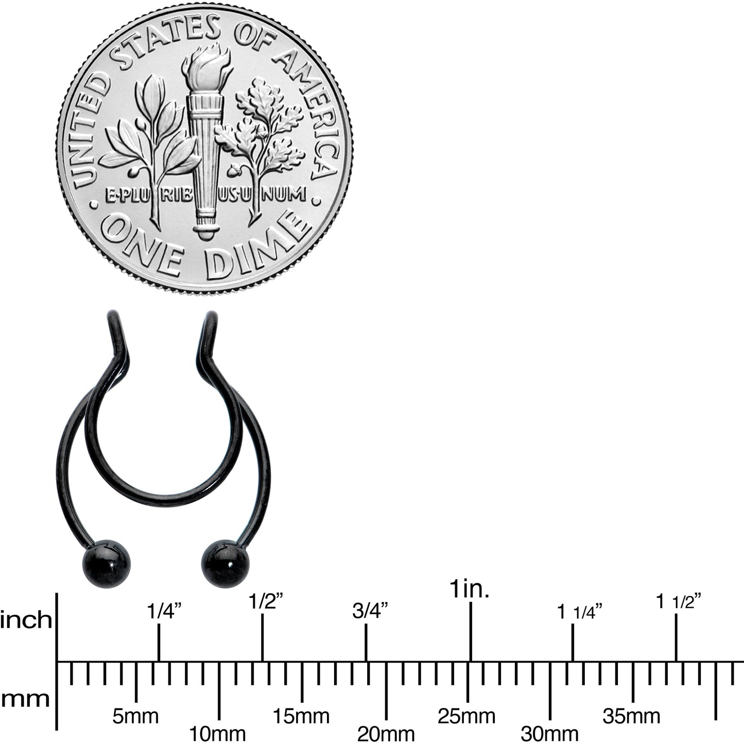 Black Horseshoe Ball Fake Septum Ring Nipple and Clip on Earring