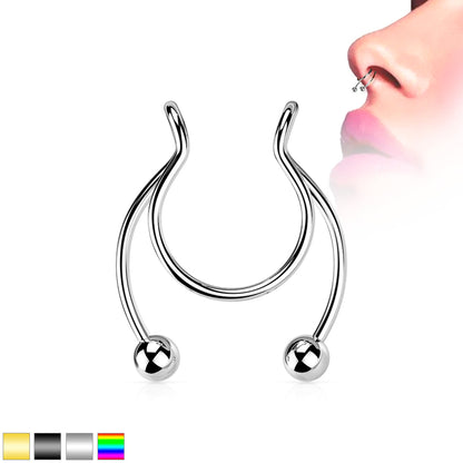 Horseshoe Ball Fake Septum Ring Nipple and Clip on Earring