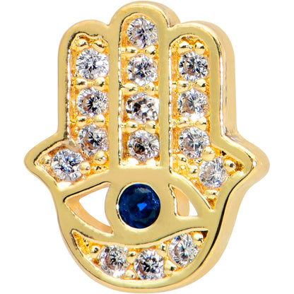 16G 5/16 Clear Blue Gem Gold Tone Eye Hamsa Labret Monroe Tragus
