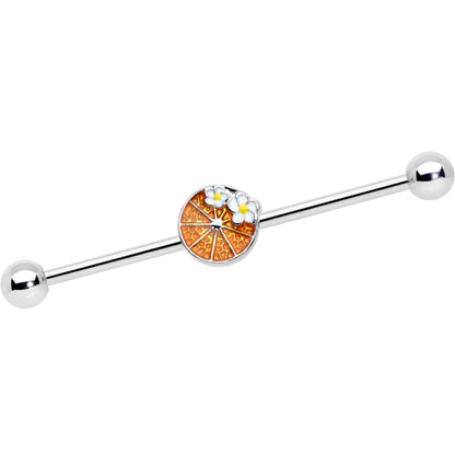 14G Sweet Orange Fruit Flower Industrial Barbell 38mm
