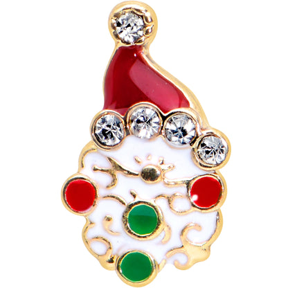16G 1/4 Clear Gem Gold Tone Deco Santa Christmas Cartilage Tragus