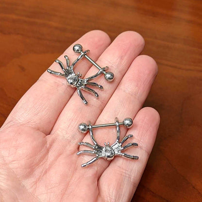 14G 7/16 Crawly Spider Halloween Nipple Shield Set