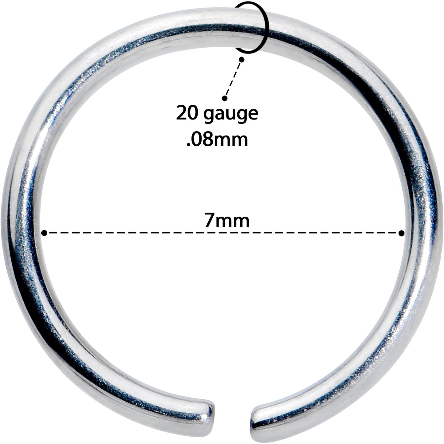 20G 7mm Grade 23 Titanium Bendable Hoop Ring