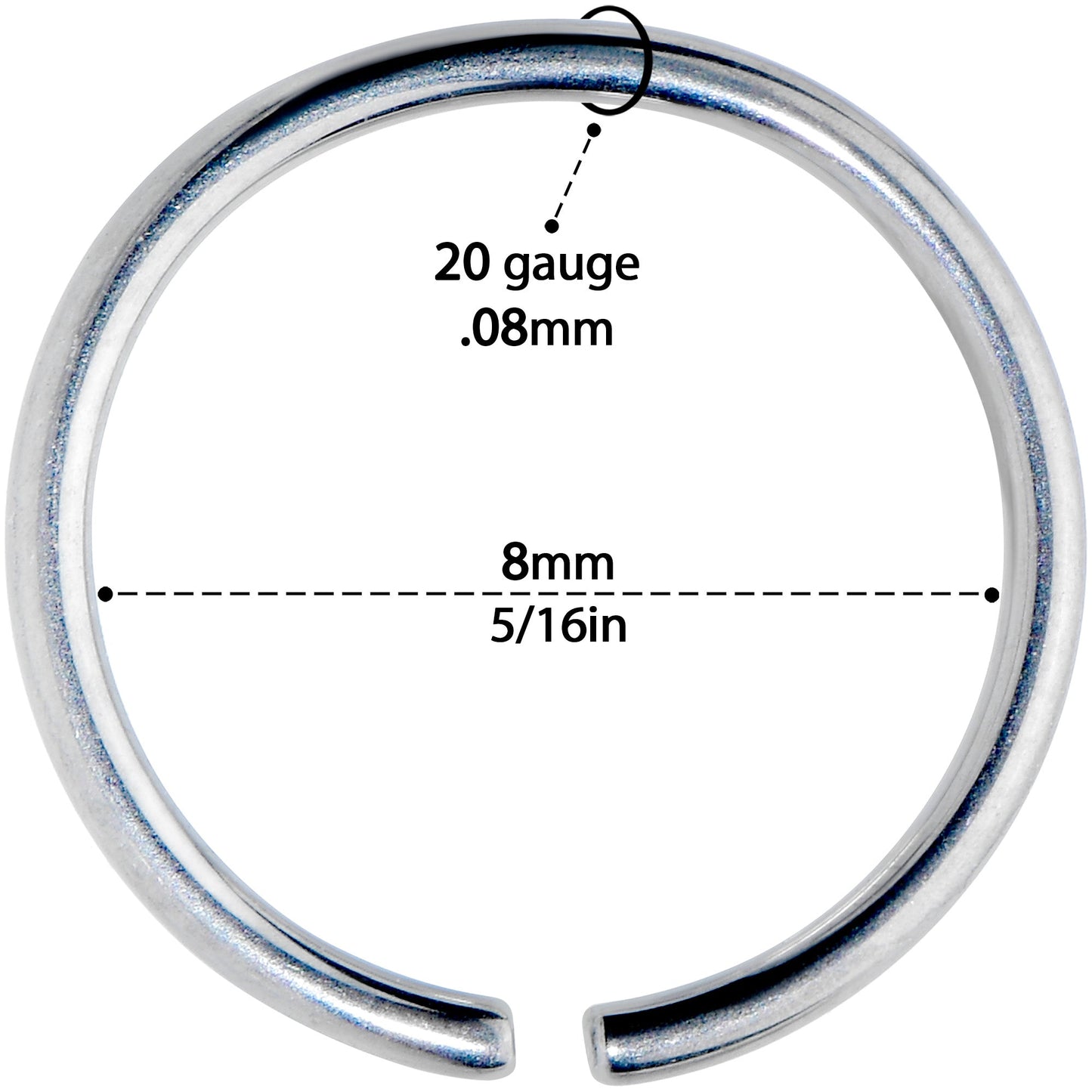 20G 5/16 Grade 23 Titanium Bendable Hoop Ring