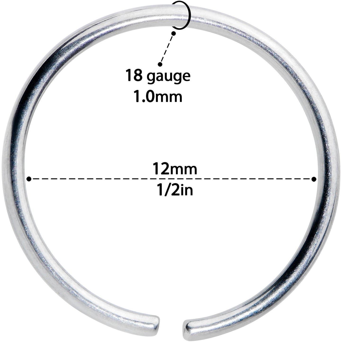 18G 1/2 Grade 23 Titanium Bendable Hoop Ring