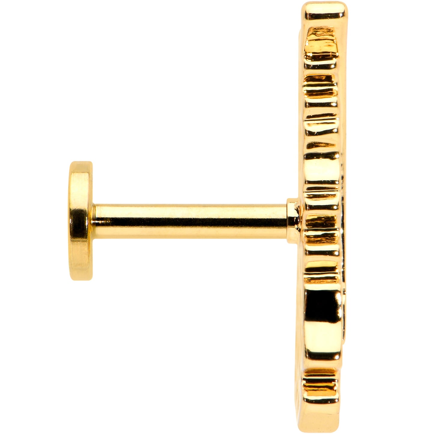 16G 1/4 Clear CZ Gold Hue Feather Internal Threaded Labret Tragus