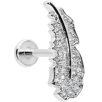 16G 5/16 Clear CZ Gem Feather Internally Threaded Labret Tragus