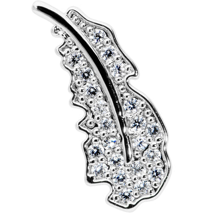 16G 5/16 Clear CZ Gem Feather Internally Threaded Labret Tragus