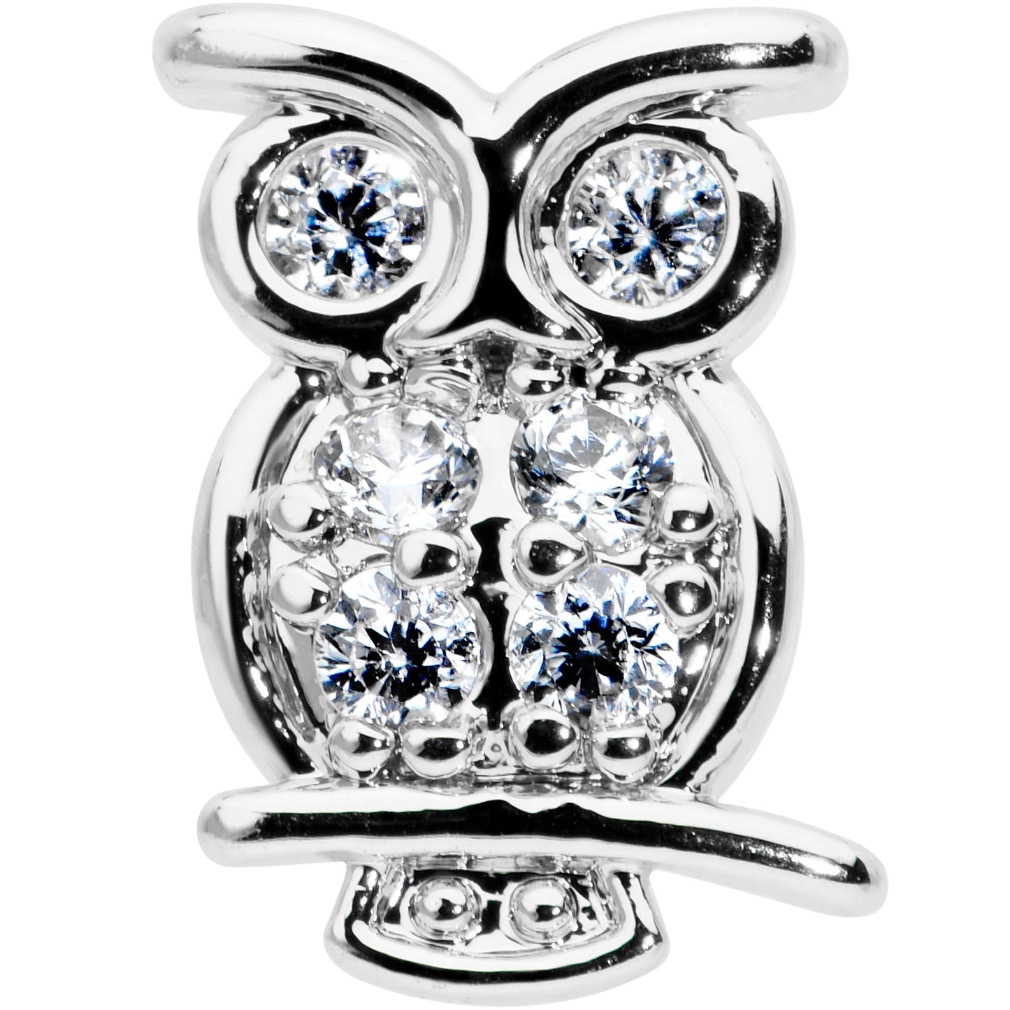 16G 1/4 Clear CZ Gem Owl Internal Thread Labret Monroe Tragus