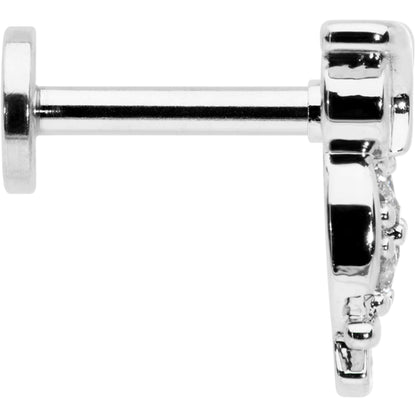 16G 1/4 Clear CZ Gem Owl Internal Thread Labret Monroe Tragus