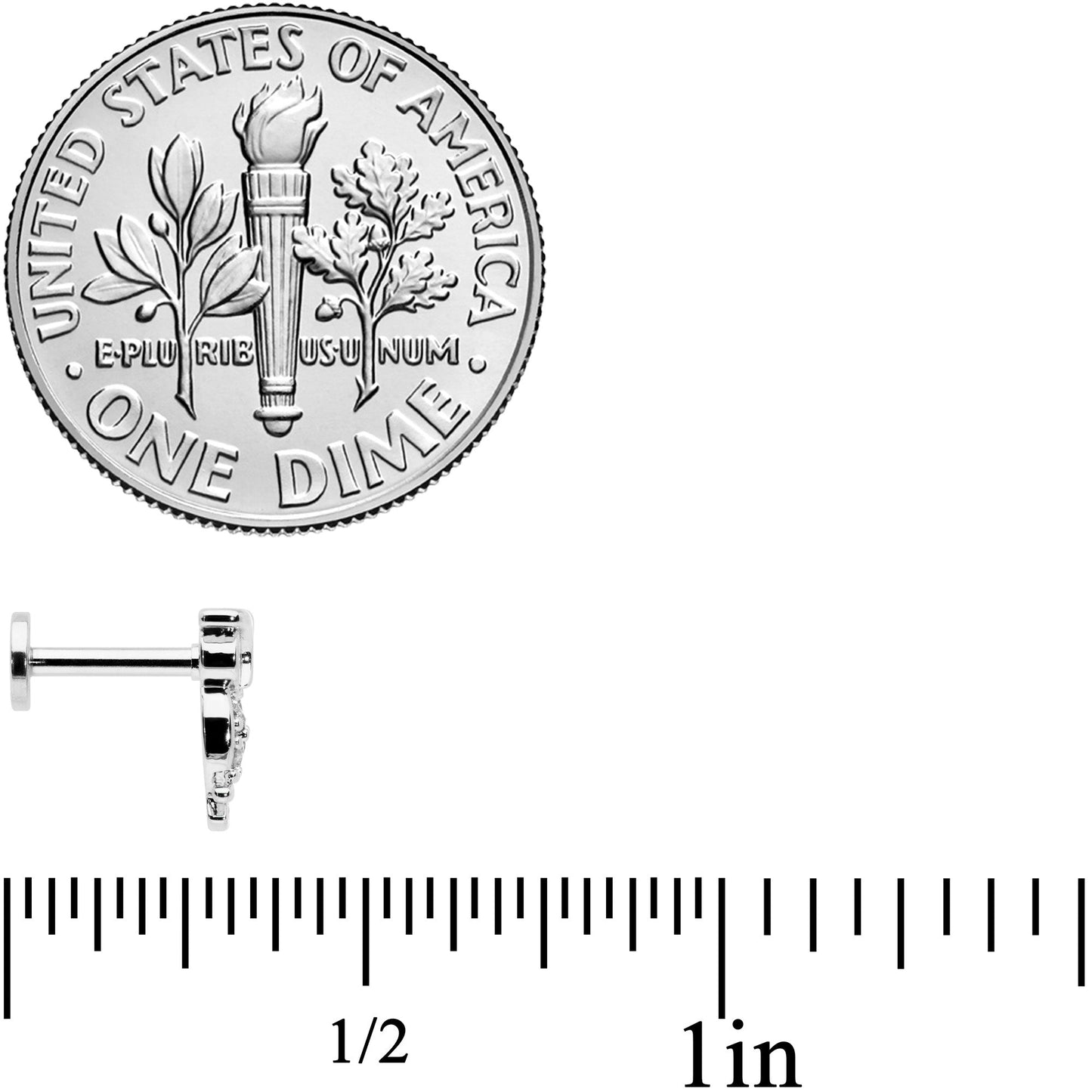 16G 1/4 Clear CZ Gem Owl Internal Thread Labret Monroe Tragus