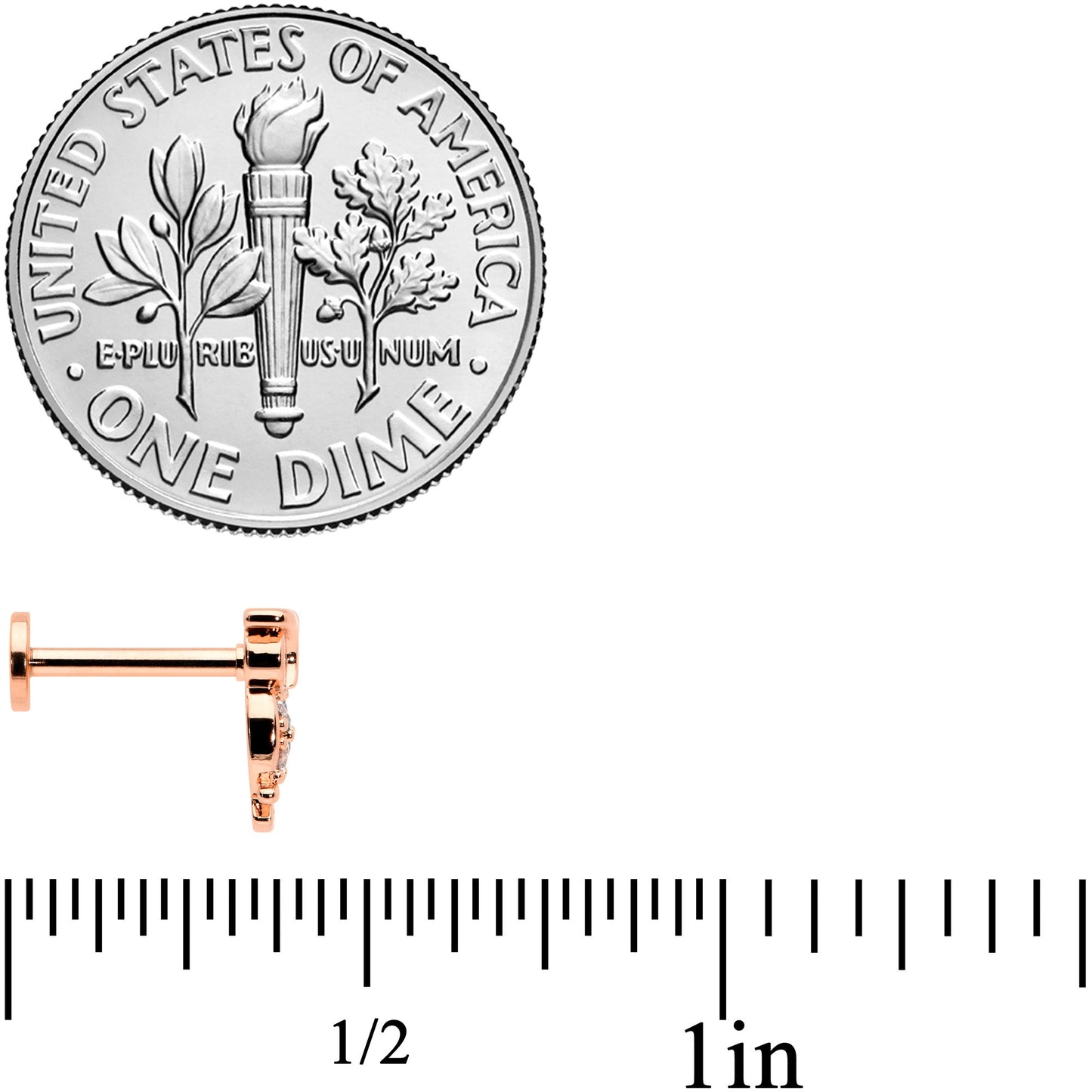 16G 5/16 Clear CZ Gem Rosy Hue Owl Internal Thread Labret Tragus