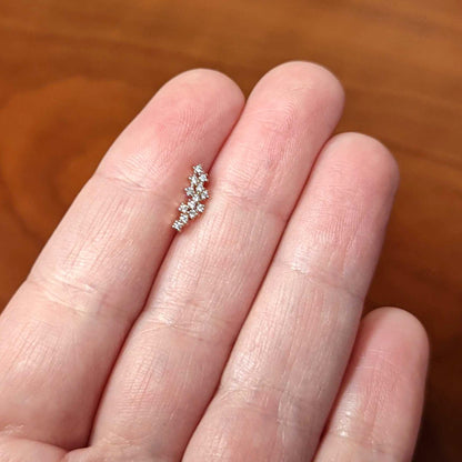 16G 1/4 CZ Gem Rosy Hue Texture Arc Internal Thread Labret Tragus