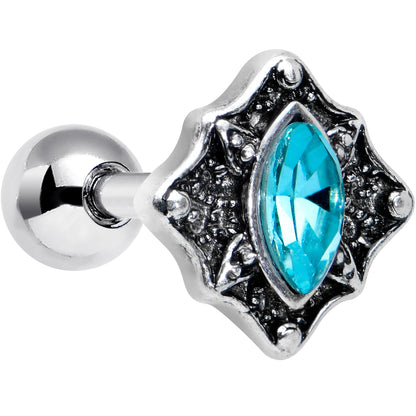 16G 1/4 Blue Gem Rhombus Retro Cartilage Tragus Earring