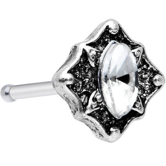 20G 1/4 Clear Gem Rhombus Retro Nose Bone