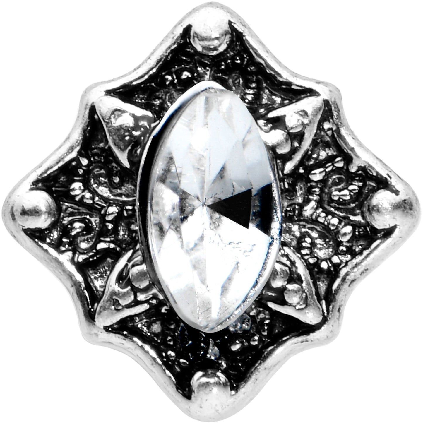 20G 1/4 Clear Gem Rhombus Retro Nose Bone