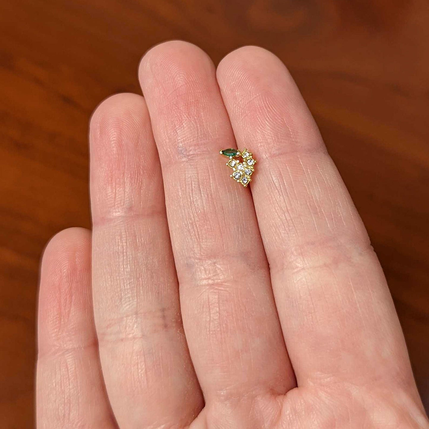 20G 1/4 Clear Purple CZ Gem Gold Tone Bunch Grapes Nose Bone