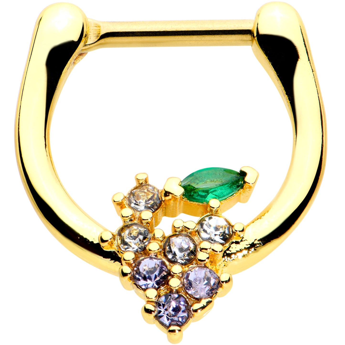 16G 5/16 Clear CZ Gem Gold Tone Bunch Grapes Cartilage Clicker