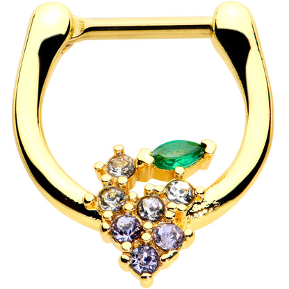 16G 5/16 Clear CZ Gem Gold Tone Bunch Grapes Cartilage Clicker