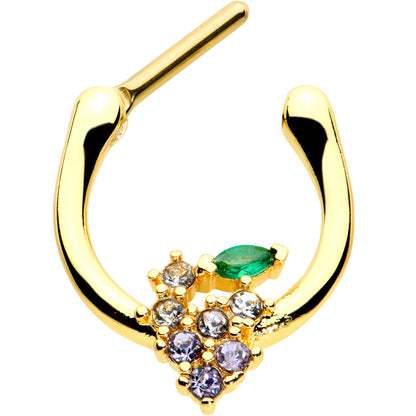 16G 5/16 Clear CZ Gem Gold Tone Bunch Grapes Cartilage Clicker