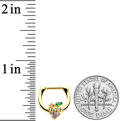 16G 5/16 Clear CZ Gem Gold Tone Bunch Grapes Cartilage Clicker