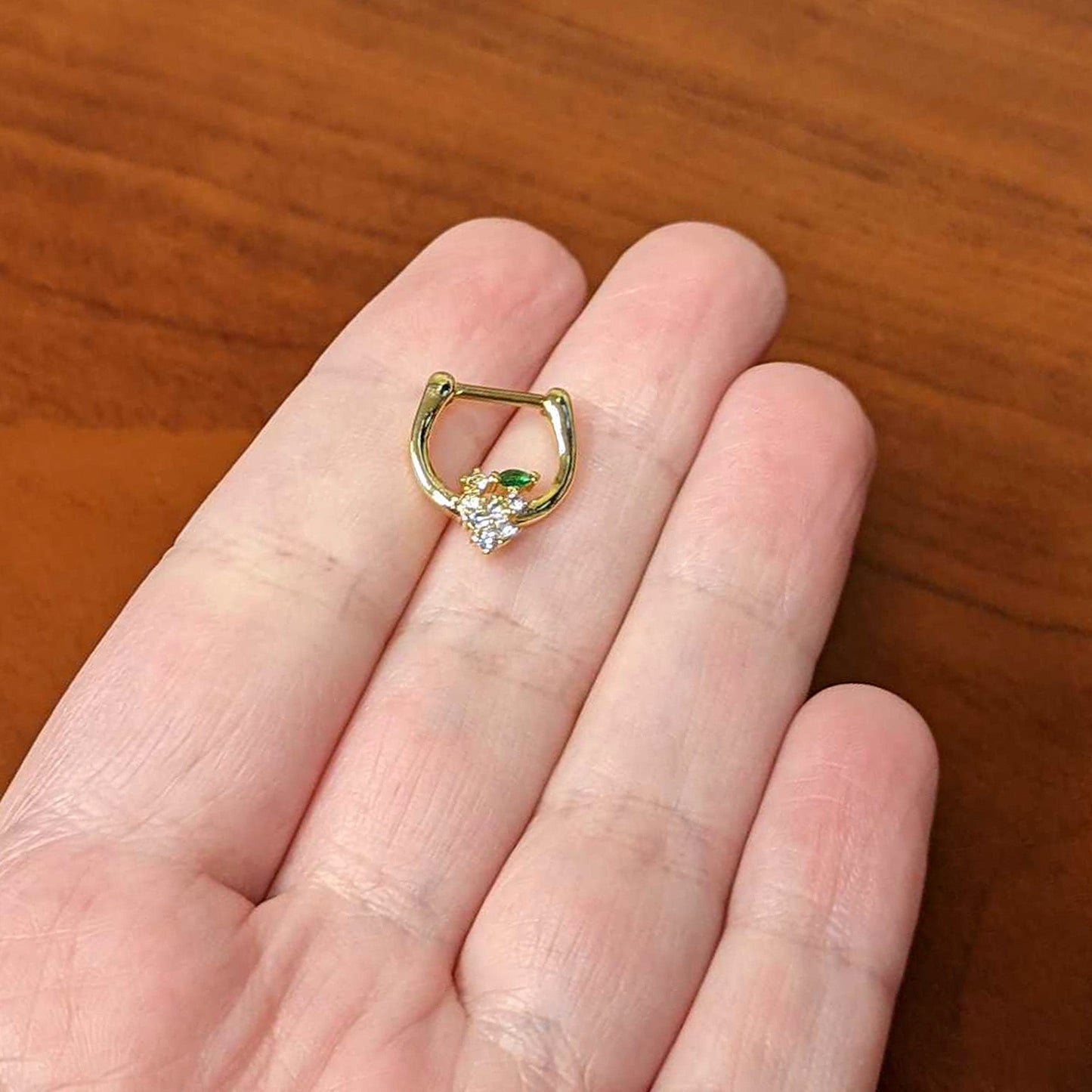 16G 5/16 Clear CZ Gem Gold Tone Bunch Grapes Cartilage Clicker