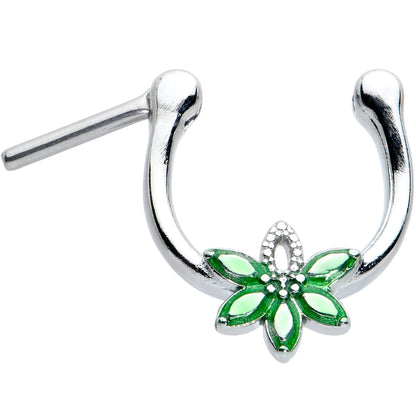 16G 5/16 Green Gem Textured Pot Leaf Cartilage Clicker