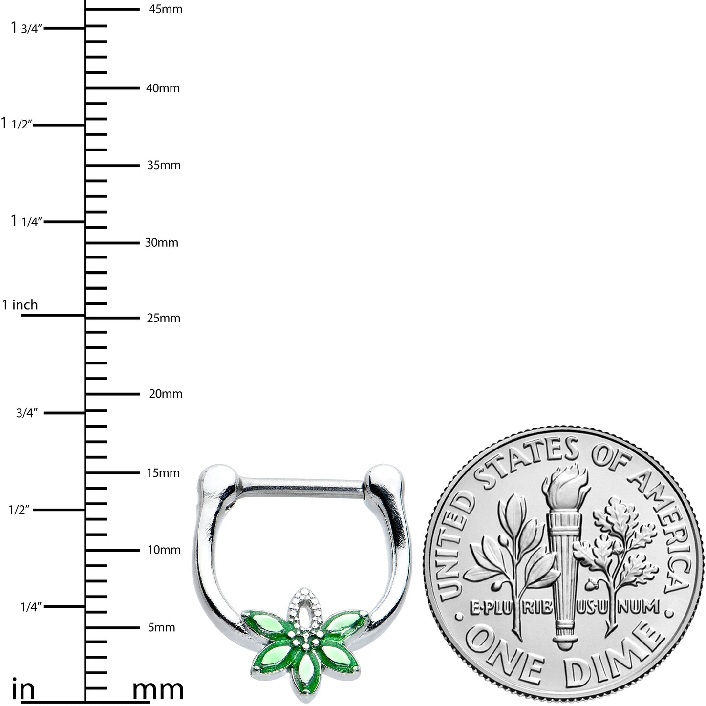 16G 5/16 Green Gem Textured Pot Leaf Cartilage Clicker