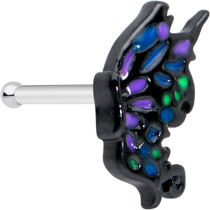 20G 1/4 Fantasy Black Faerie Wings Nose Bone