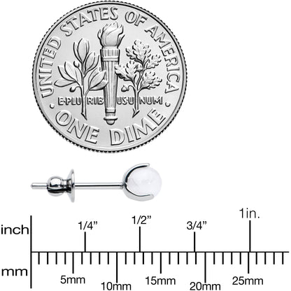 4mm Light Rose Quartz Stone Implant Grade Titanium Stud Earrings