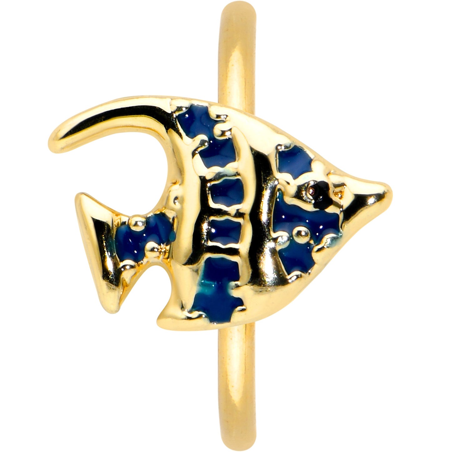 20G 5/16 Gold Tone Blue Adorable Angelfish Nose Hoop
