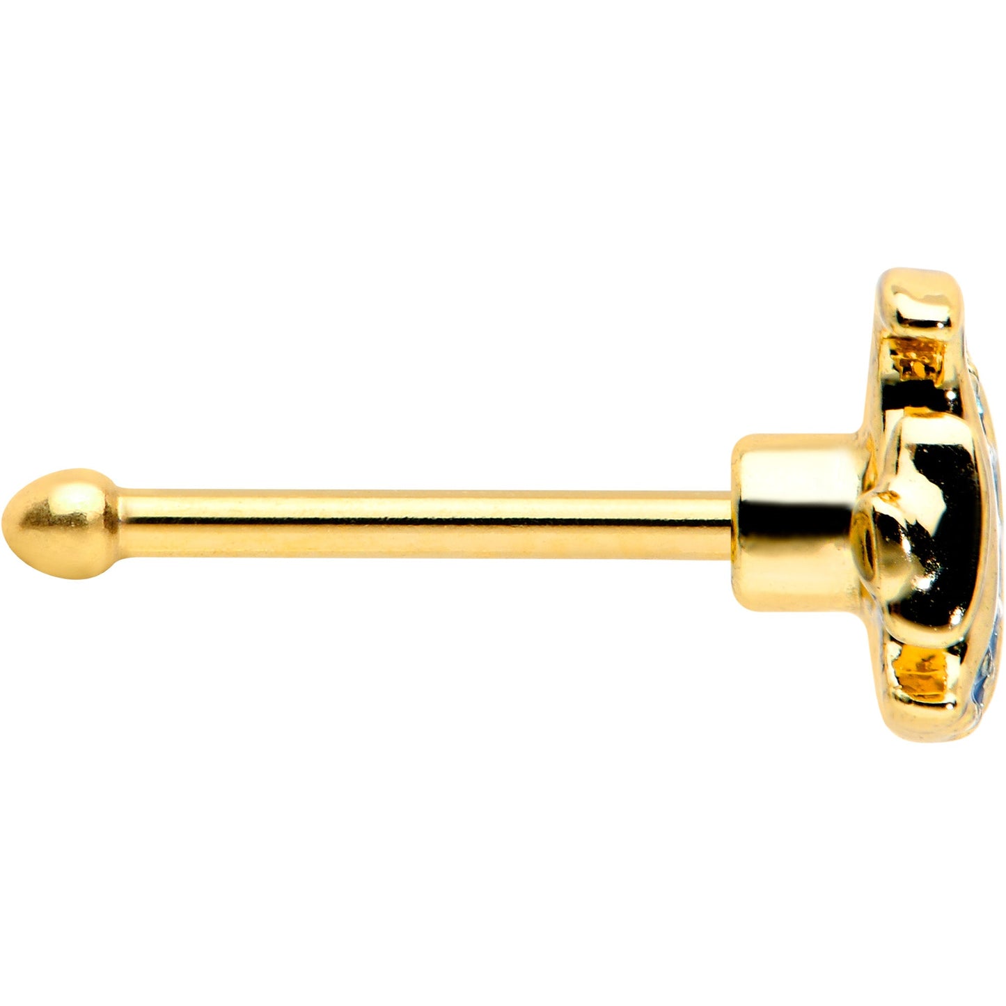 20G 1/4 Blue Gem Gold Tone Adorable Angelfish Nose Bone