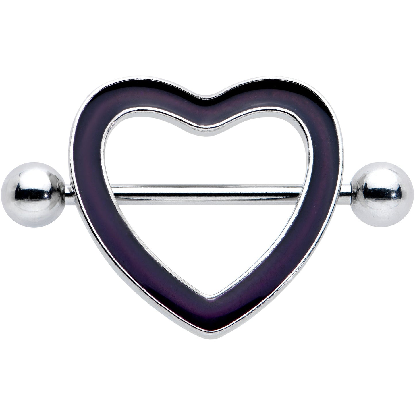 14G 5/8 Black Heart Valentine Glow in the Dark Nipple Shield Set