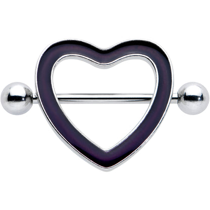 14G 5/8 Black Heart Valentine Glow in the Dark Nipple Shield Set