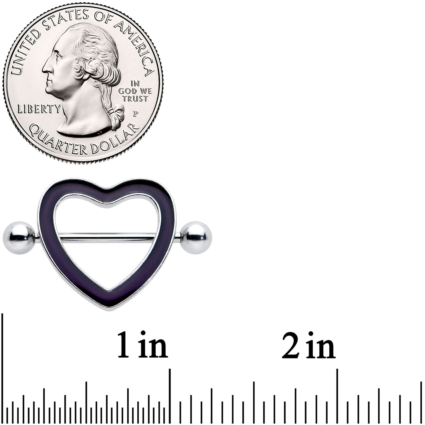 14G 5/8 Black Heart Valentine Glow in the Dark Nipple Shield Set