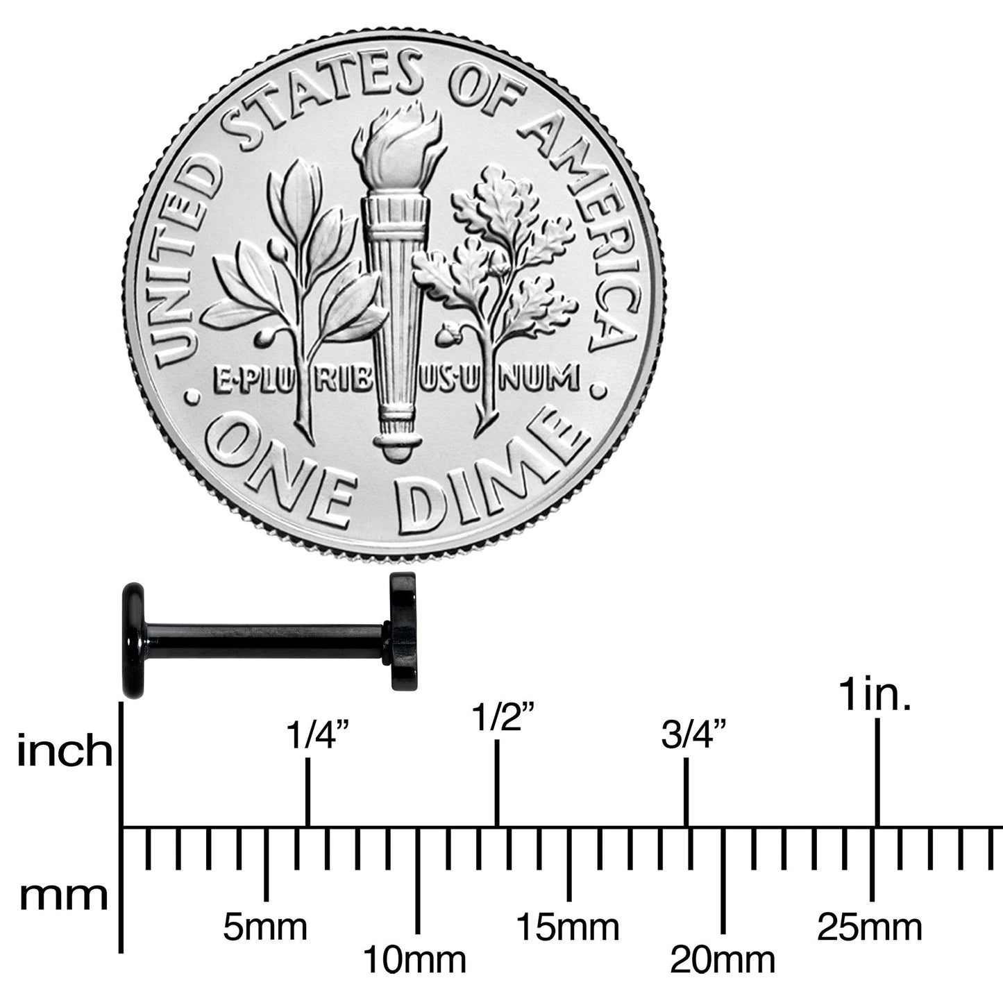 16G 5/16 Black Simple Butterfly Internally Threaded Labret Tragus