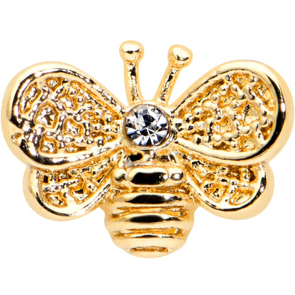 16G 5/16 Clear Gem Gold Tone Beauty Bee Labret Monroe Tragus