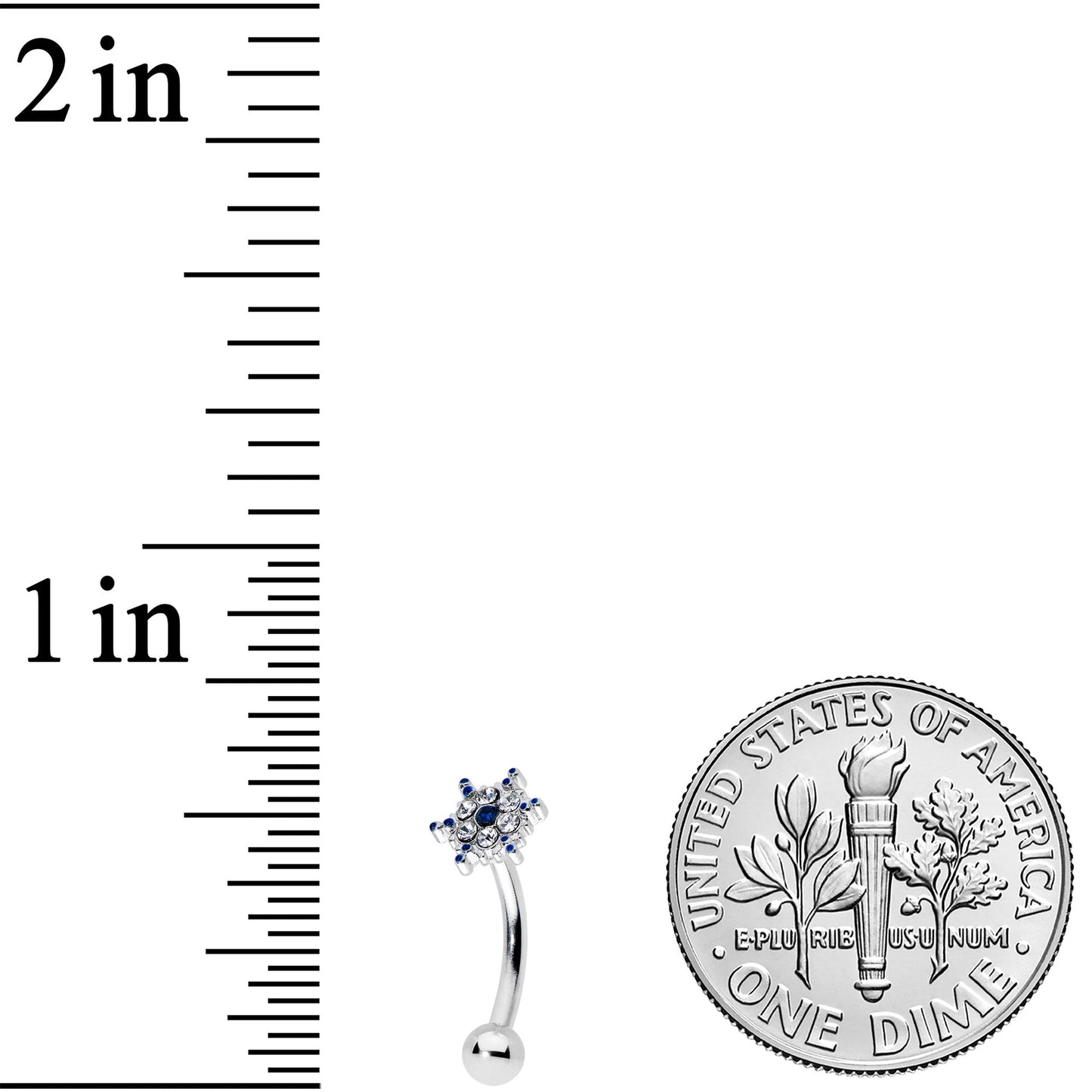 16G 5/16 Blue Gem Festive Snowflake Christmas Curved Eyebrow Ring