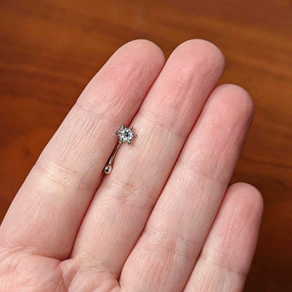 16G 5/16 Blue Gem Festive Snowflake Christmas Curved Eyebrow Ring