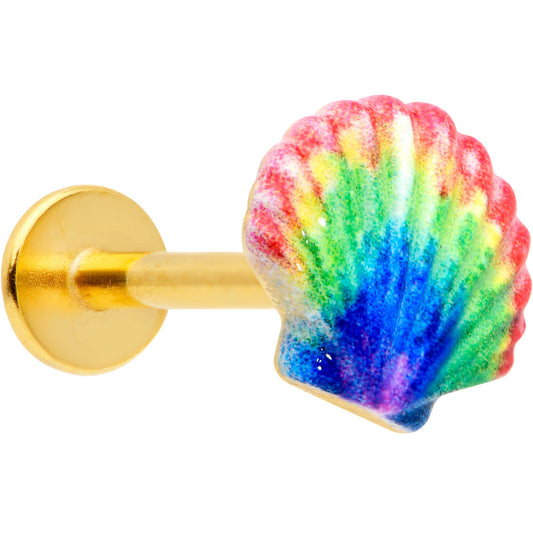 16G 5/16 Gold Tone Rainbow Scallop Shell Labret Monroe Tragus