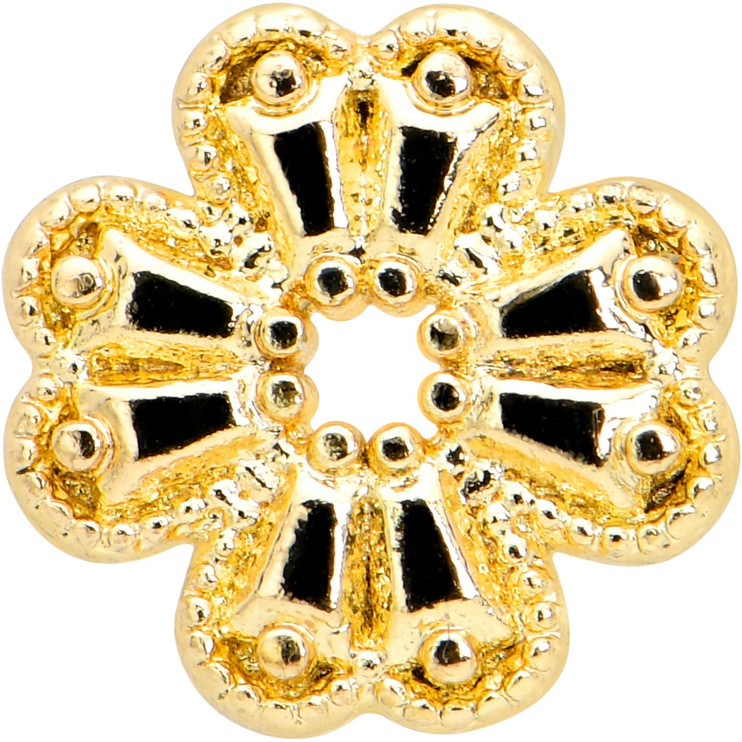 16G 5/16 Yellow Gem Gold Tone Textured Cross Labret Monroe Tragus