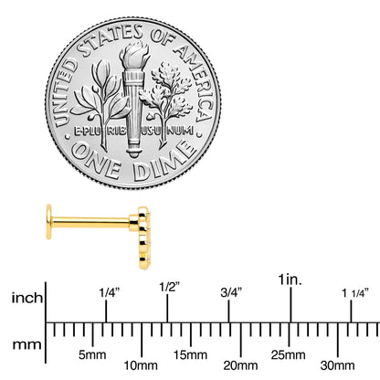 16G 5/16 Yellow Gem Gold Tone Textured Cross Labret Monroe Tragus