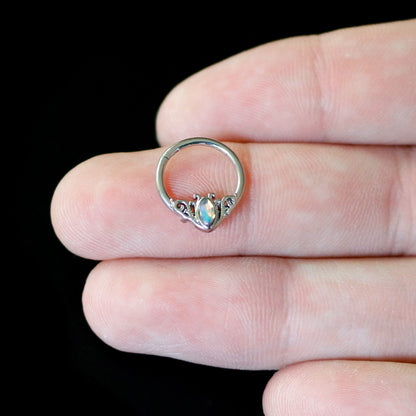 16G 3/8 Aurora Gem Deco Waves Hinged Segment Ring