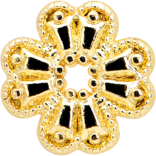 20G 1/4 Yellow Gem Gold Tone Textured Cross Nose Bone