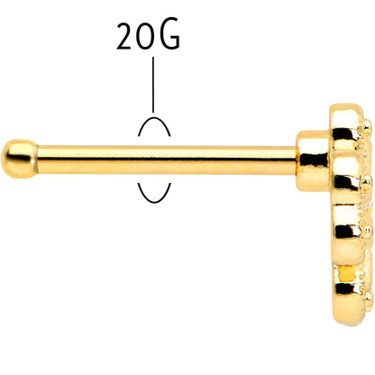 20G 1/4 Yellow Gem Gold Tone Textured Cross Nose Bone