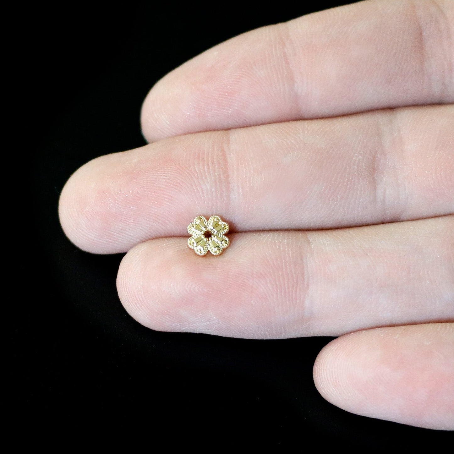 20G 1/4 Yellow Gem Gold Tone Textured Cross Nose Bone